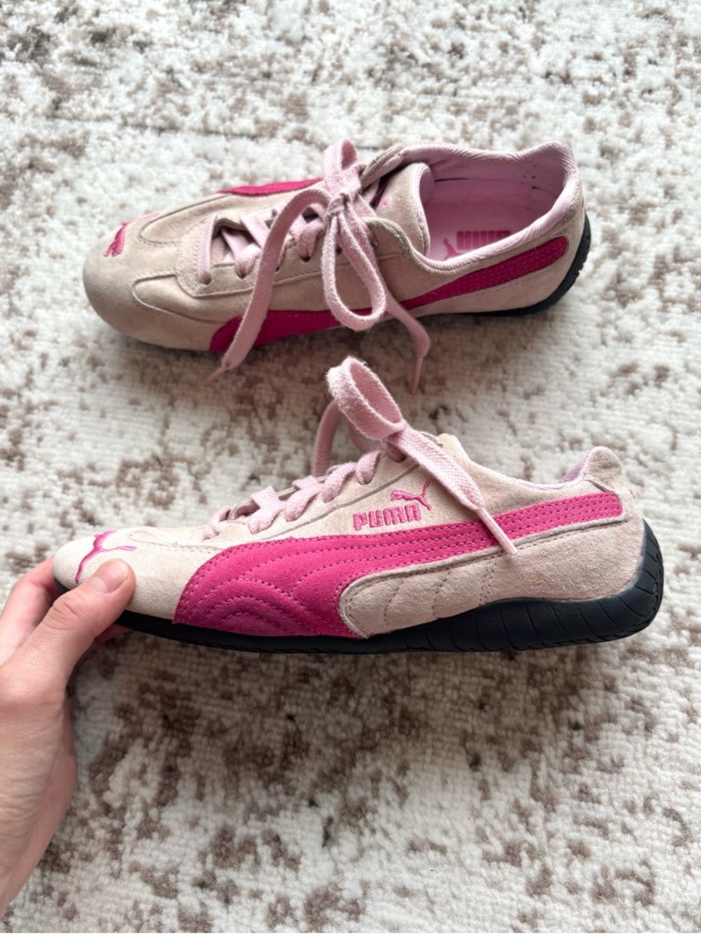 Vintage Y2K Puma Speedcat Womens Pink Suede Sneakers with Hot Pink Accents - Picture 3 of 10